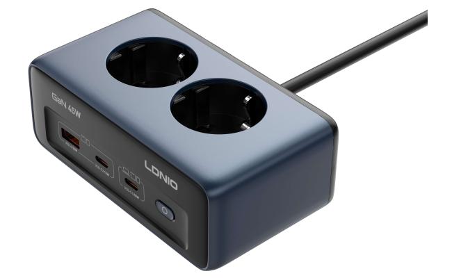LDNIO SE3 EU Power Strip with 4 AC Sockets & 3 USB Ports Modern Desktop Socket Extension with Switch, 10A Rated Current, CE/GS/RoHS Certified
